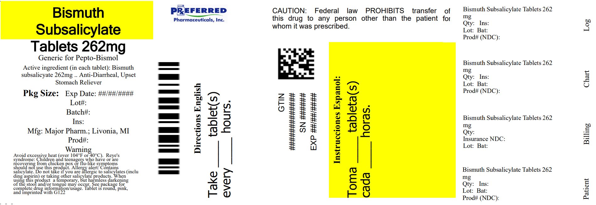 Pill image for Major Bismuth Subsalicylate