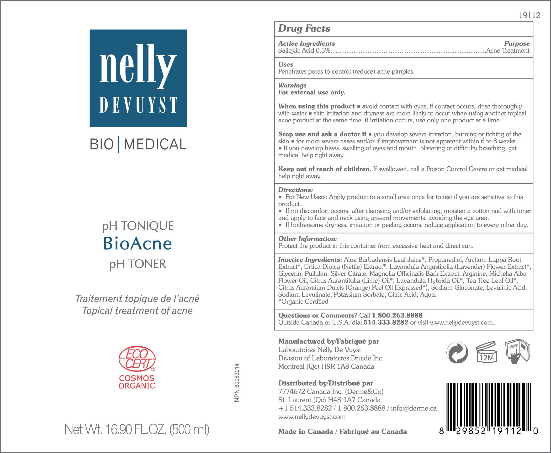 Pill image for nelly devuyst ph toner bioacne 500ml