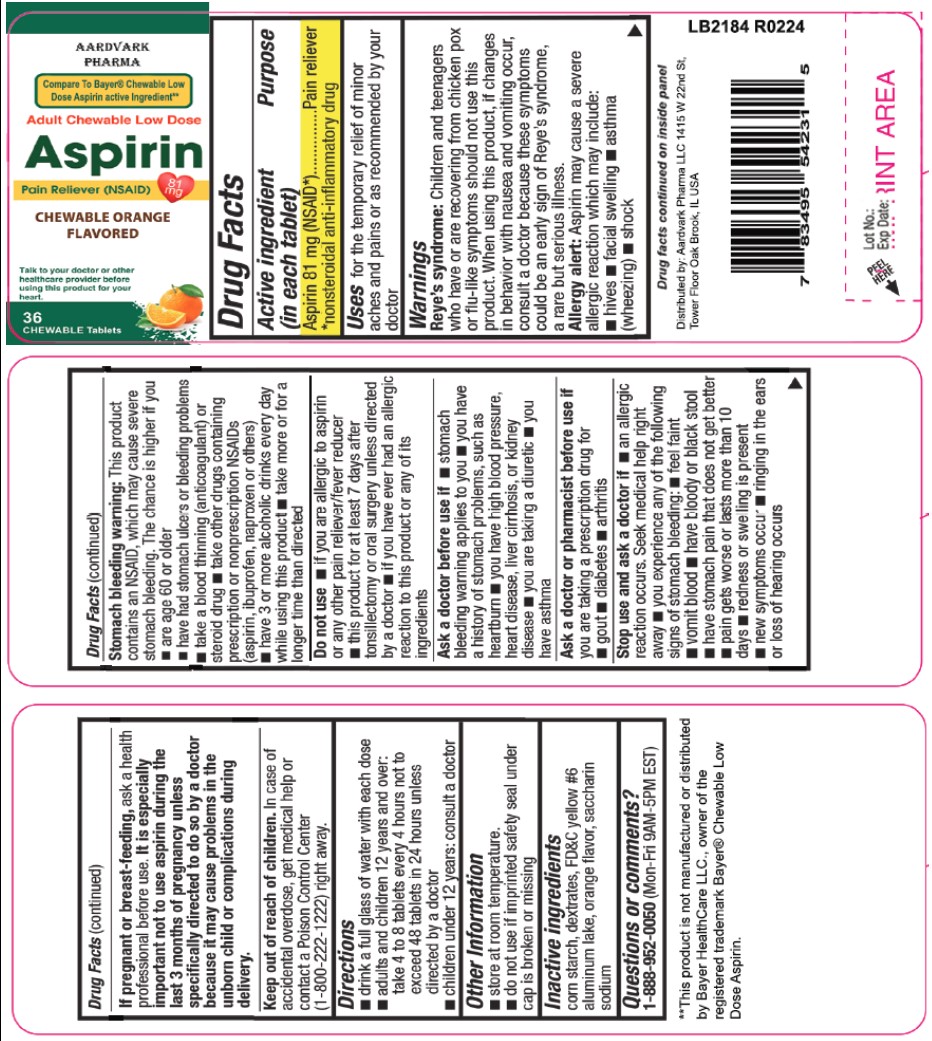 Pill image for 288 - Chewable Low Dose Aspirin 81mg Tablet Orange