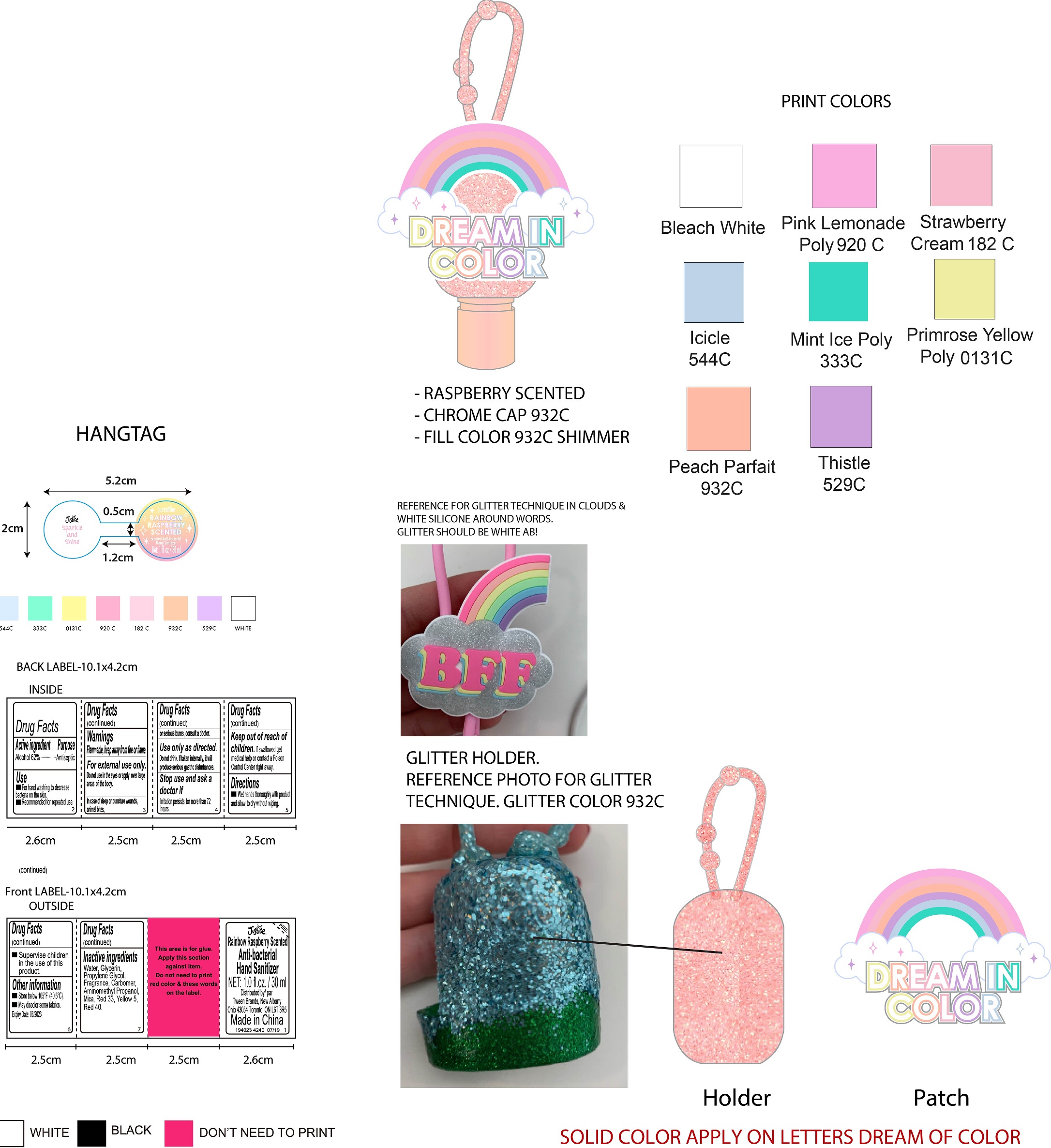 Pill image for justice rainbow raspberry scented anti-bacterial hand sanitizer