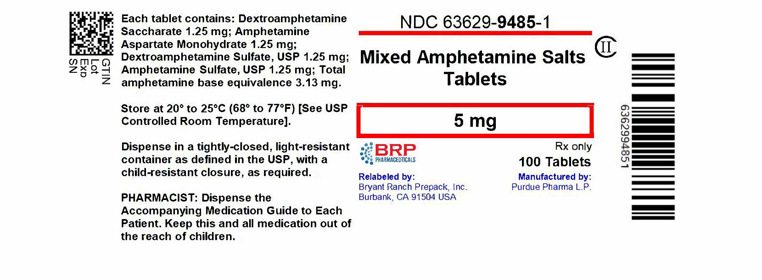 Pill image for Dextroamphetamine Saccharate, Amphetamine Aspartate, Dextroamphetamine Sulfate, And Amphetamine Sulfate Tablets, Cii