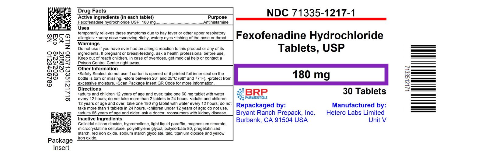 Pill image for Fexofenadine Hydrochloride Tablets Usp, 180 Mg