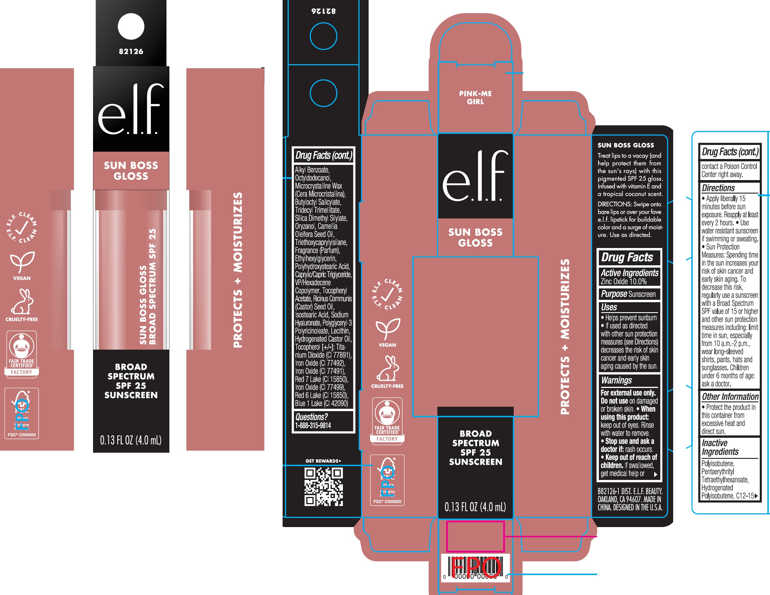 Pill image for E.l.f Sun Boss Gloss Spf 25 Sunscreen Pink-me Girl