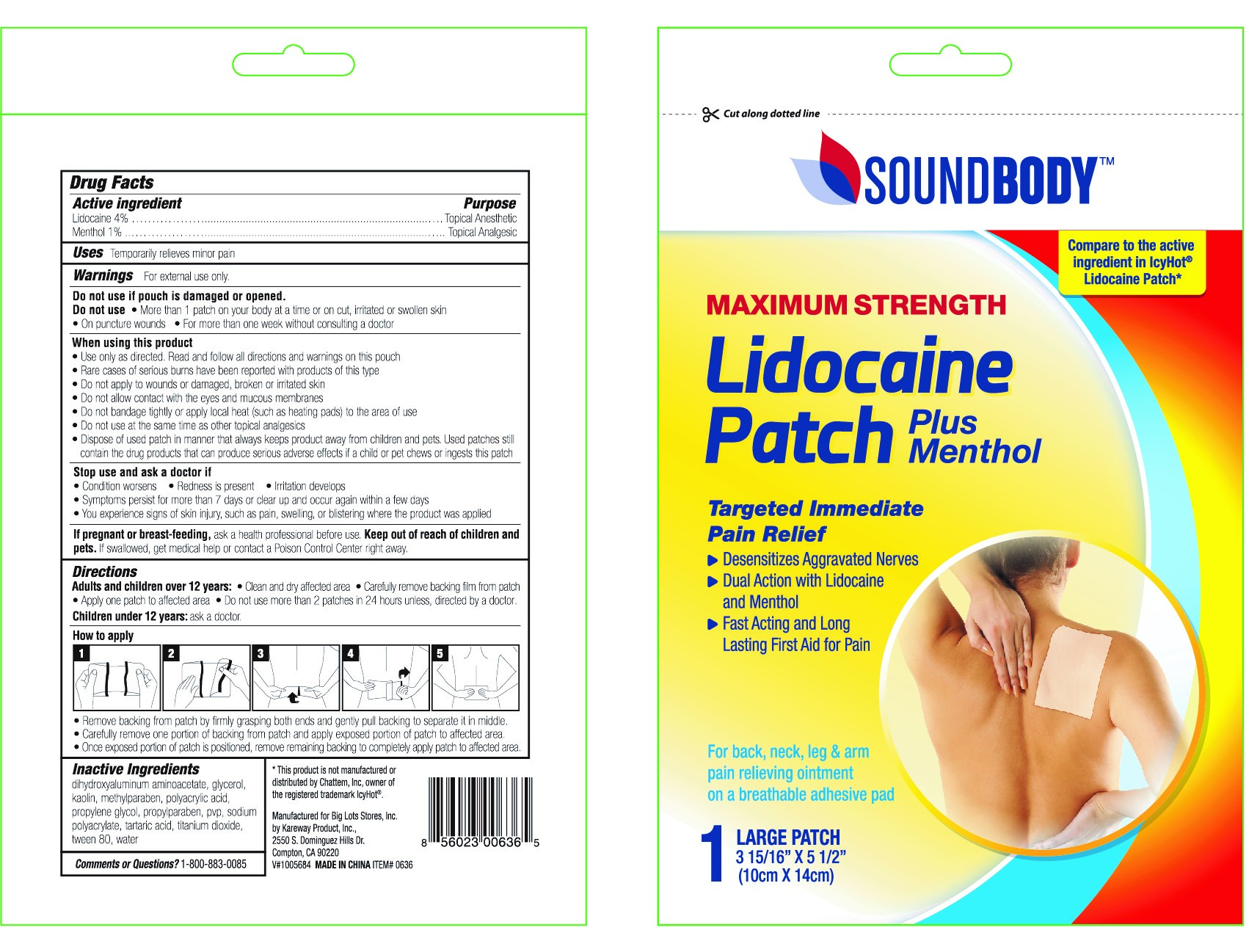 Pill image for Soundbody Lidocaine Plus Menthol Patch