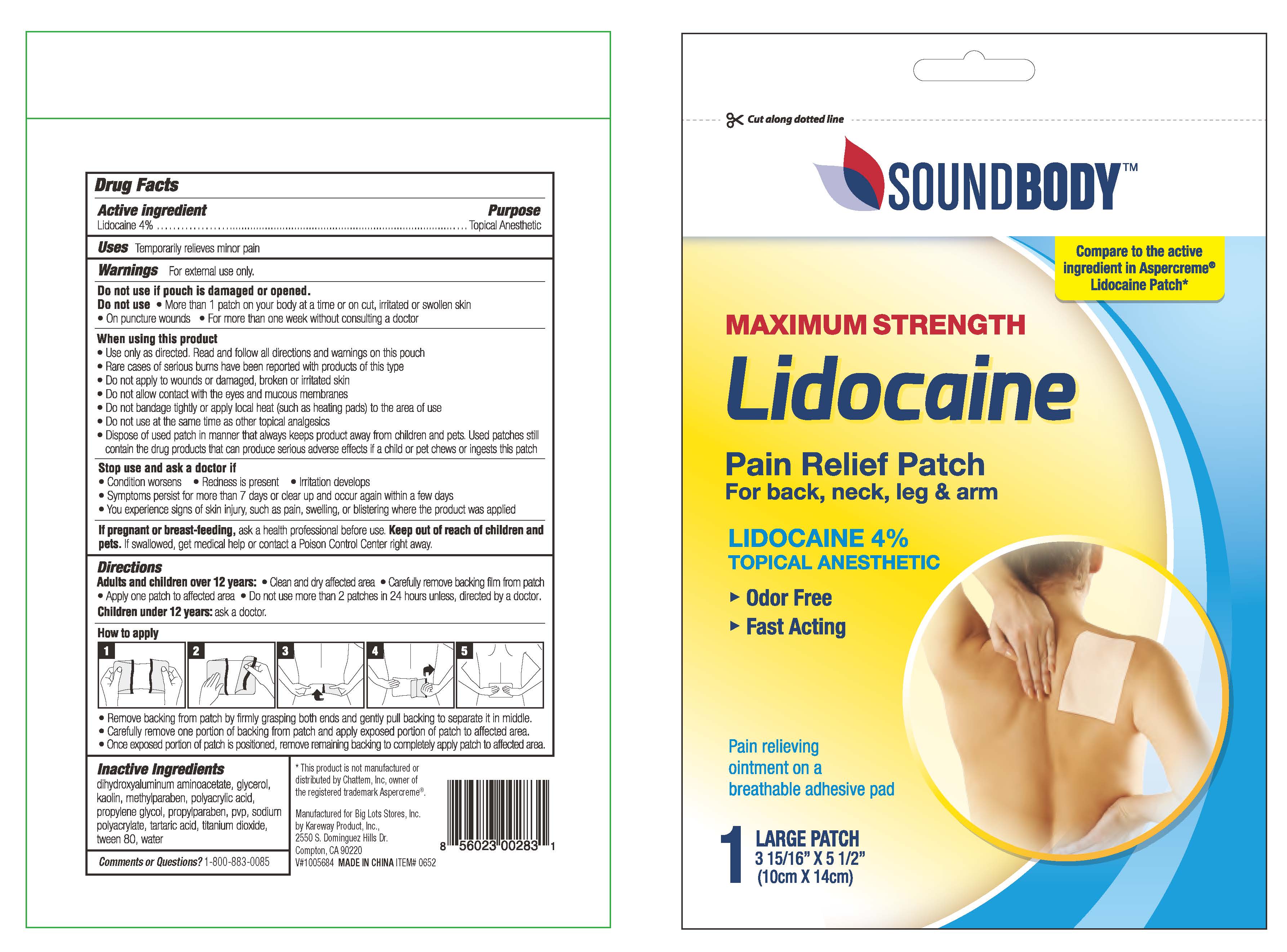 Pill image for Sound Body Lidocaine Patch