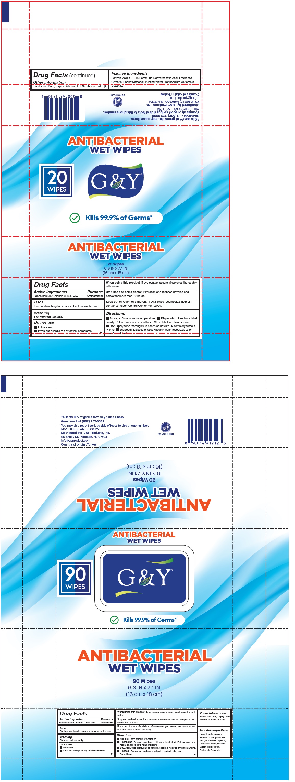 Pill image for g&y antibacterial wet wipes
