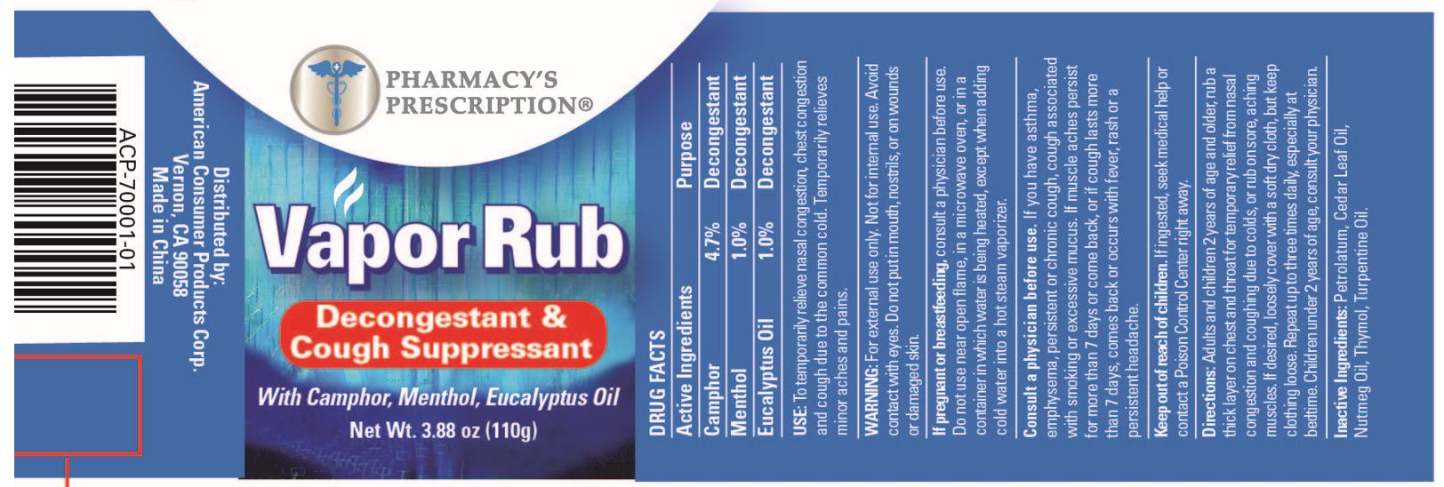 Pill image for Pharmacy's Prescription 4 Oz Vapor Rub