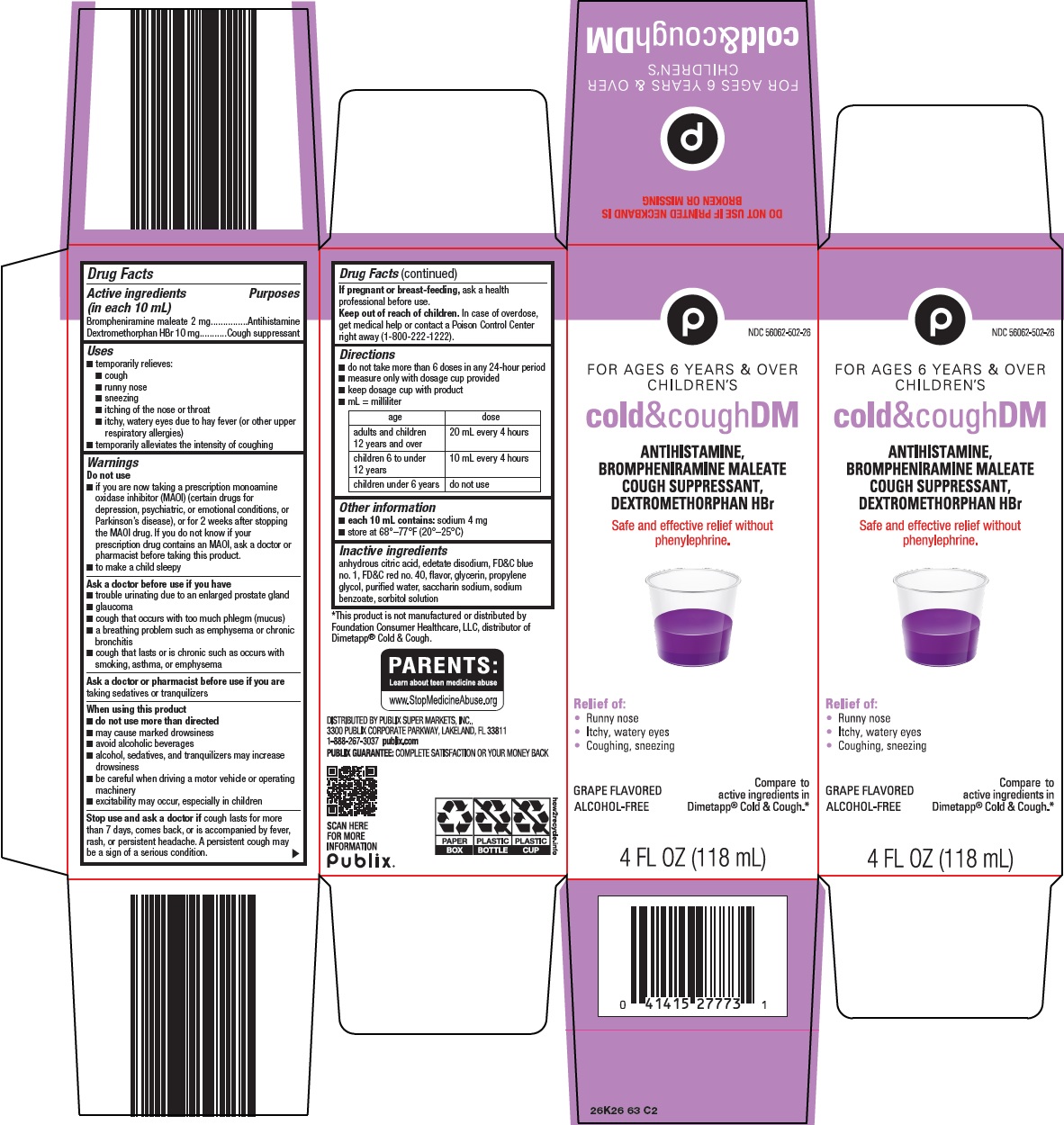 Pill image for Publix Super Markets, Inc. Children’s Cold & Cough Dm Drug Facts