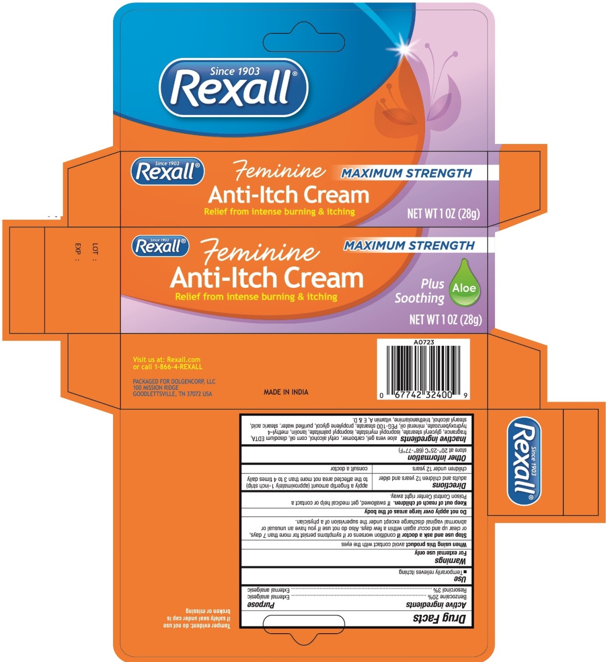 Pill image for Rexall Feminine Maximum Strength Anti-itch Cream