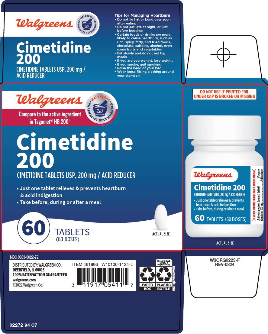 Pill image for Walgreen Co. Cimetidine 200 Drug Facts