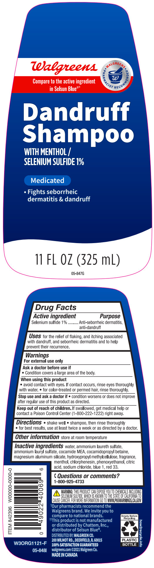 Pill image for Walgreens Dandruff Shampoo With Menthol/selenium Sulfide 1%