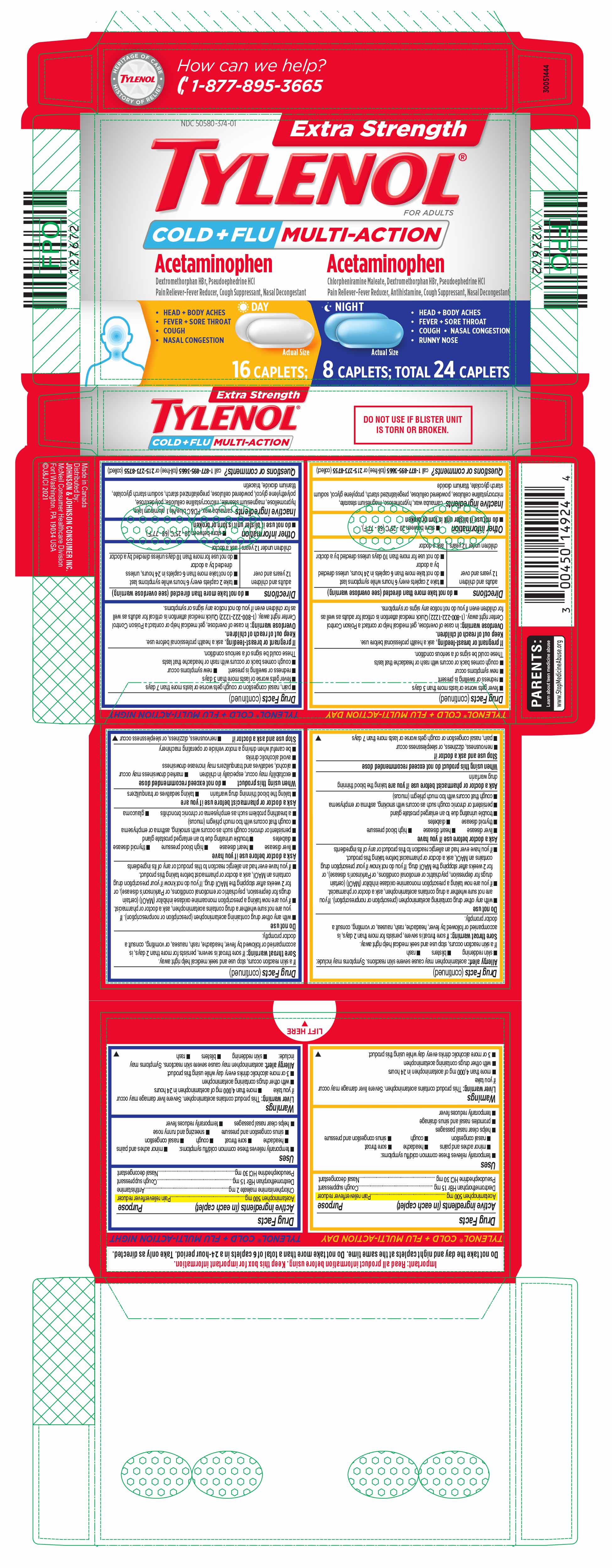 Pill image for Extra Strength Tylenol Cold + Flu Multi-action