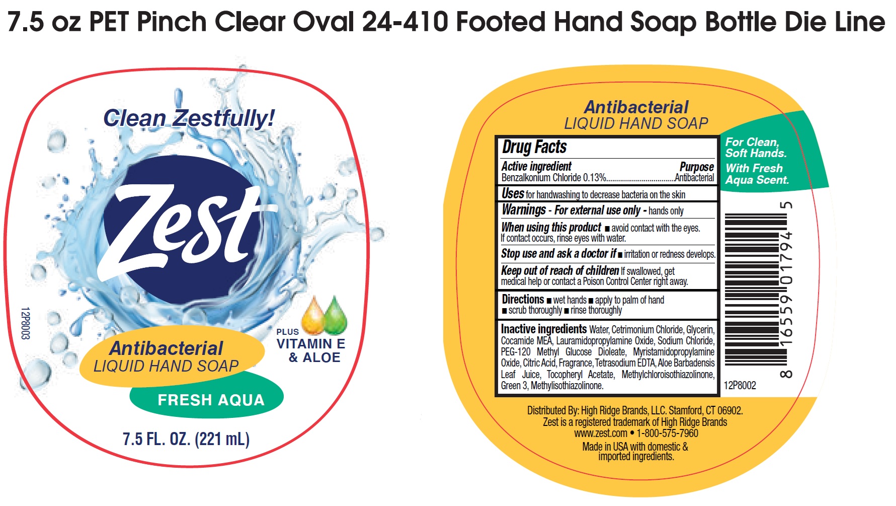 Pill image for Zest Antibacterial Liquid Hand Soap, Fresh Aqua
