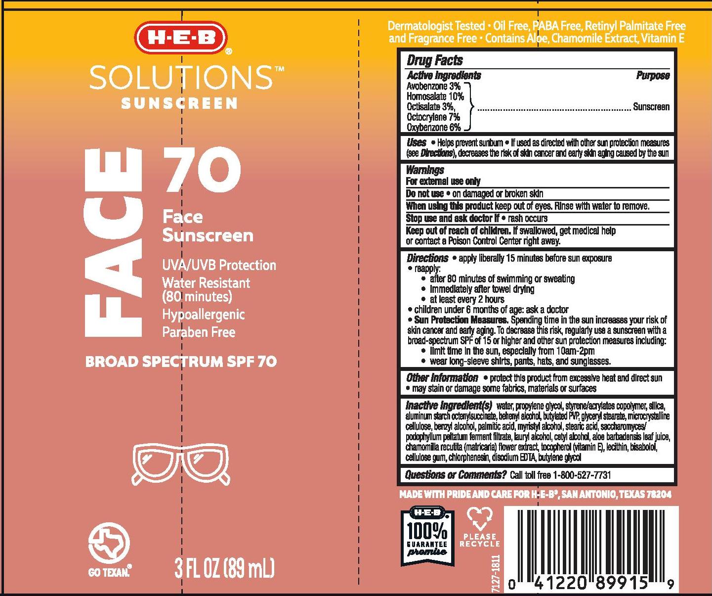 Pill image for H.e.b Solutions Sunscreen Face Spf 70 Lotion