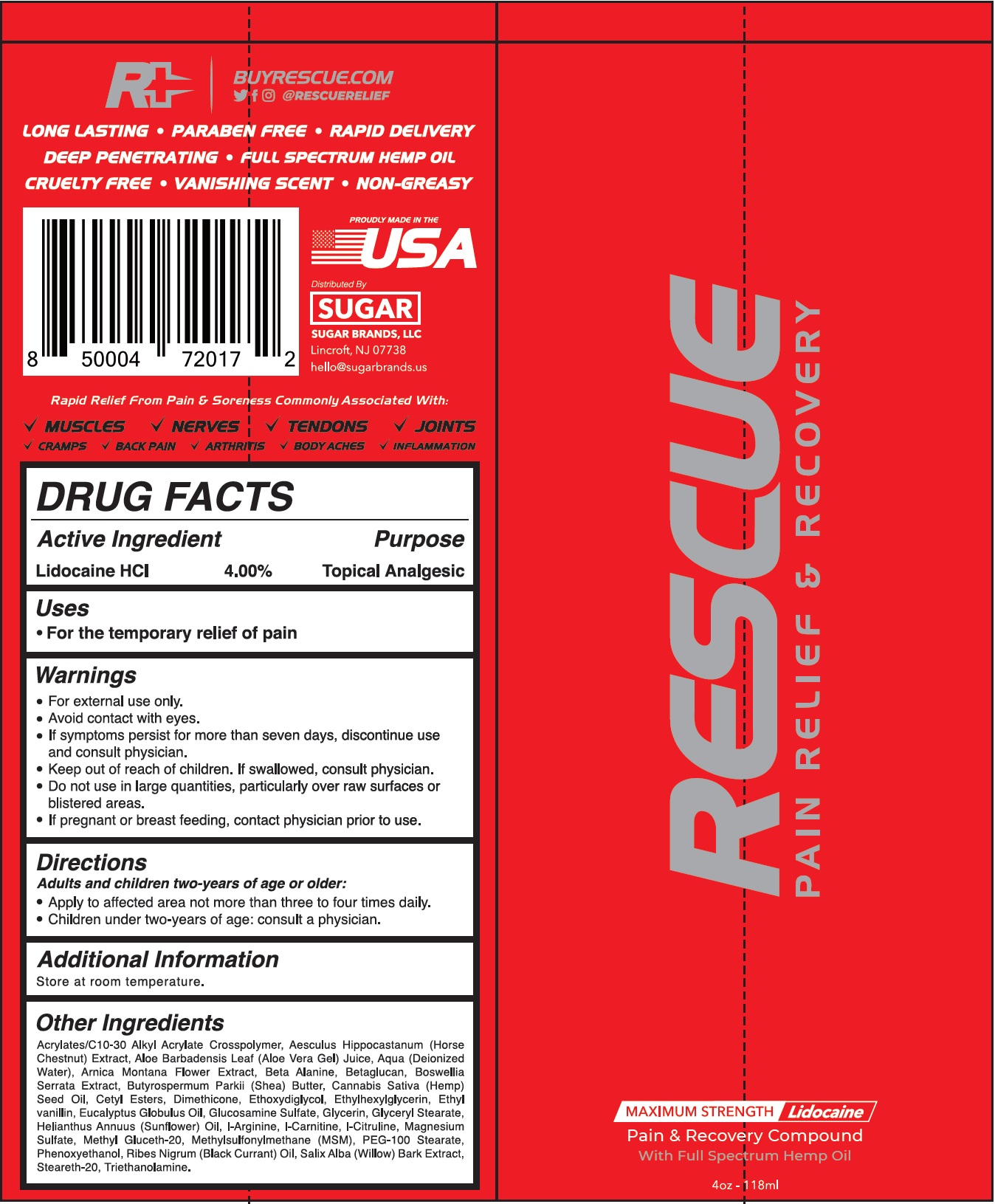 Pill image for Sugar Brands: Rescue Pain Relief & Recovery Cream