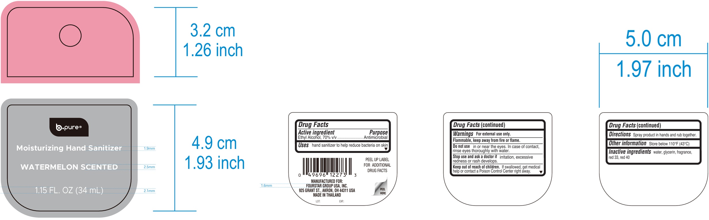 Pill image for B-pure Moisturizing Hand Sanitizer, Watermelon Scented