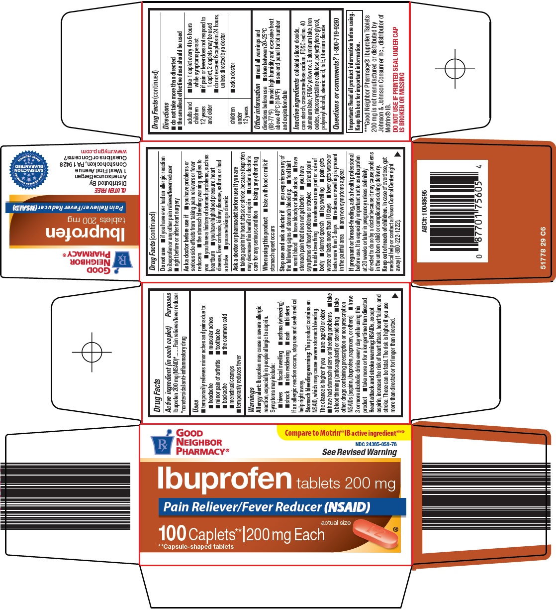 Pill image for Amerisource Bergen Ibuprofen Tablets, 200 Mg Drug Facts