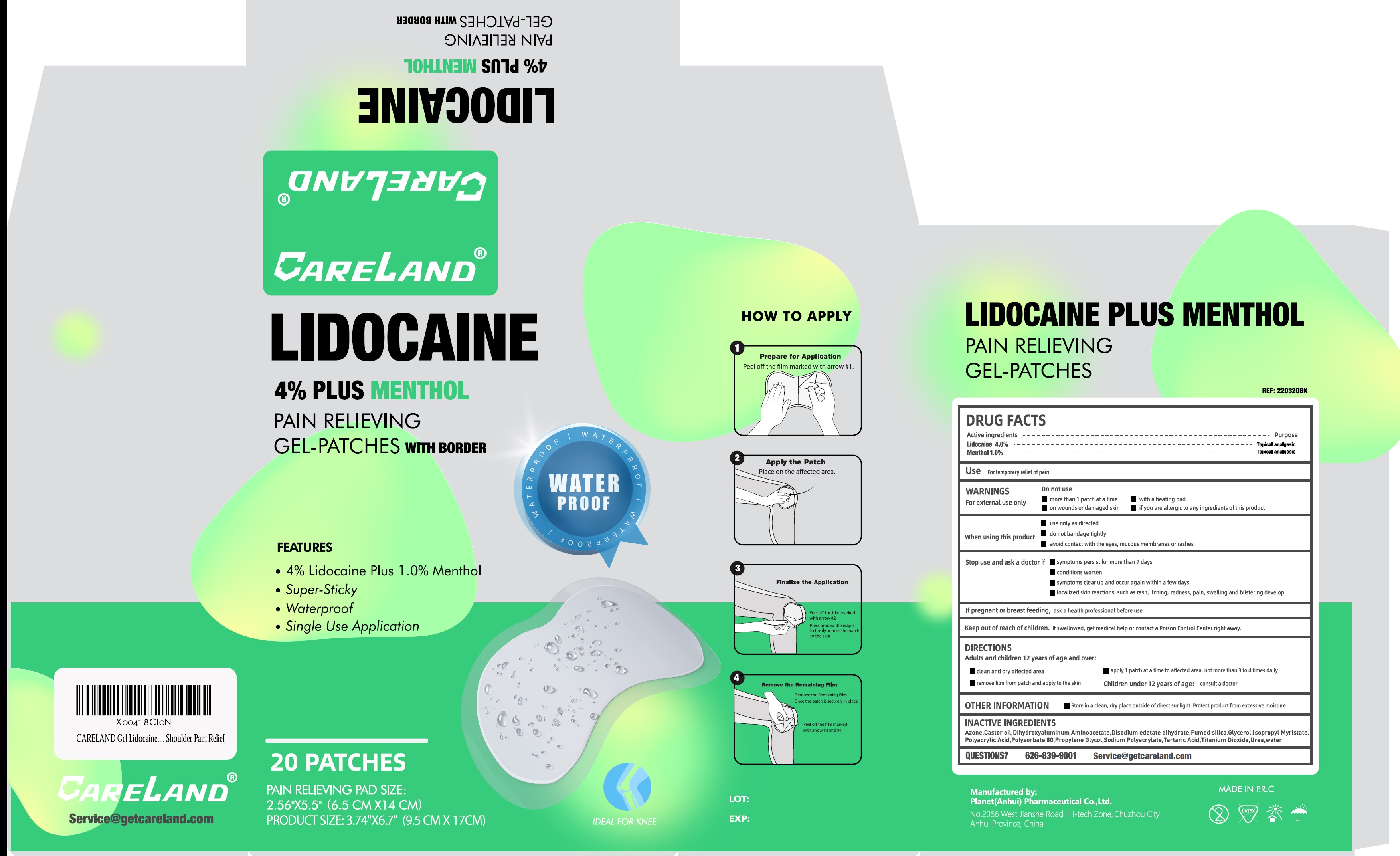 Pill image for Careland Lidocaine 4% Plus Menthol Pain Relieving Gel-patches With Border For Knee