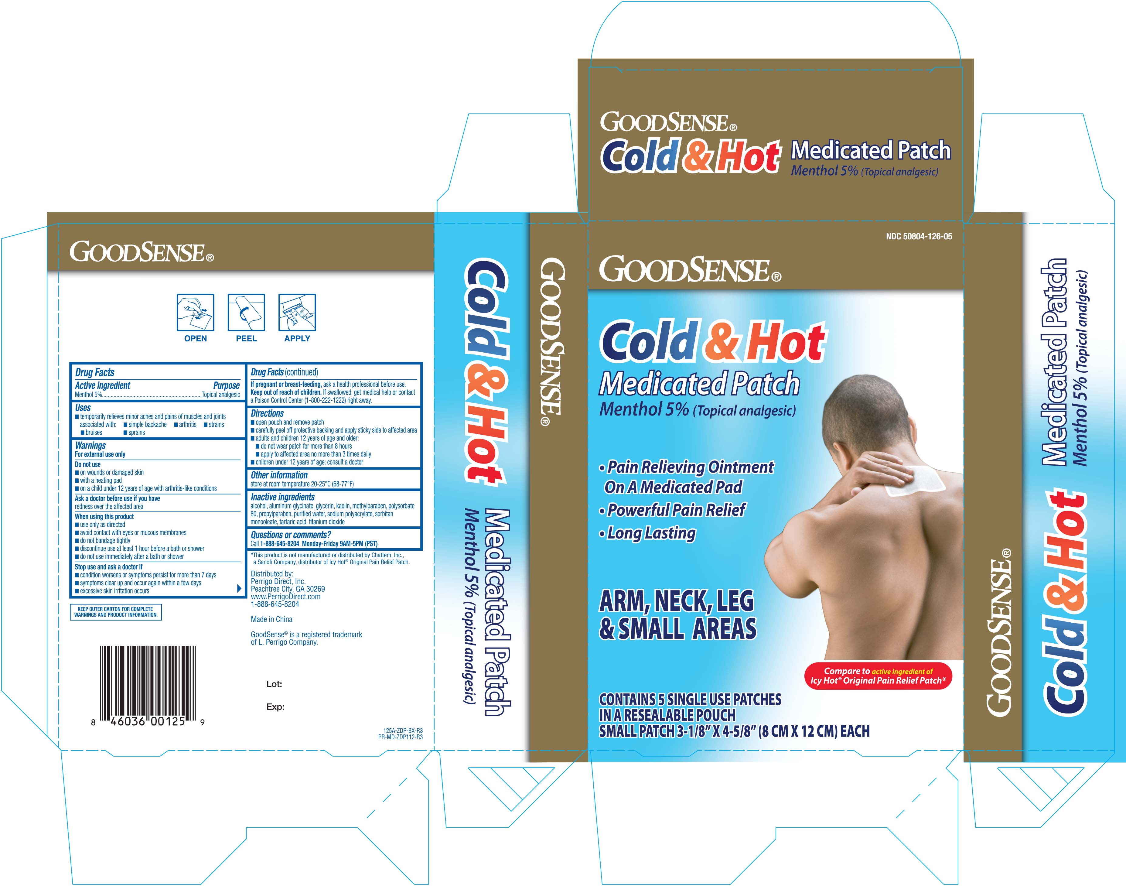 Pill image for Goodsense Cold & Hot Medicated Patches 5ct Small 125a