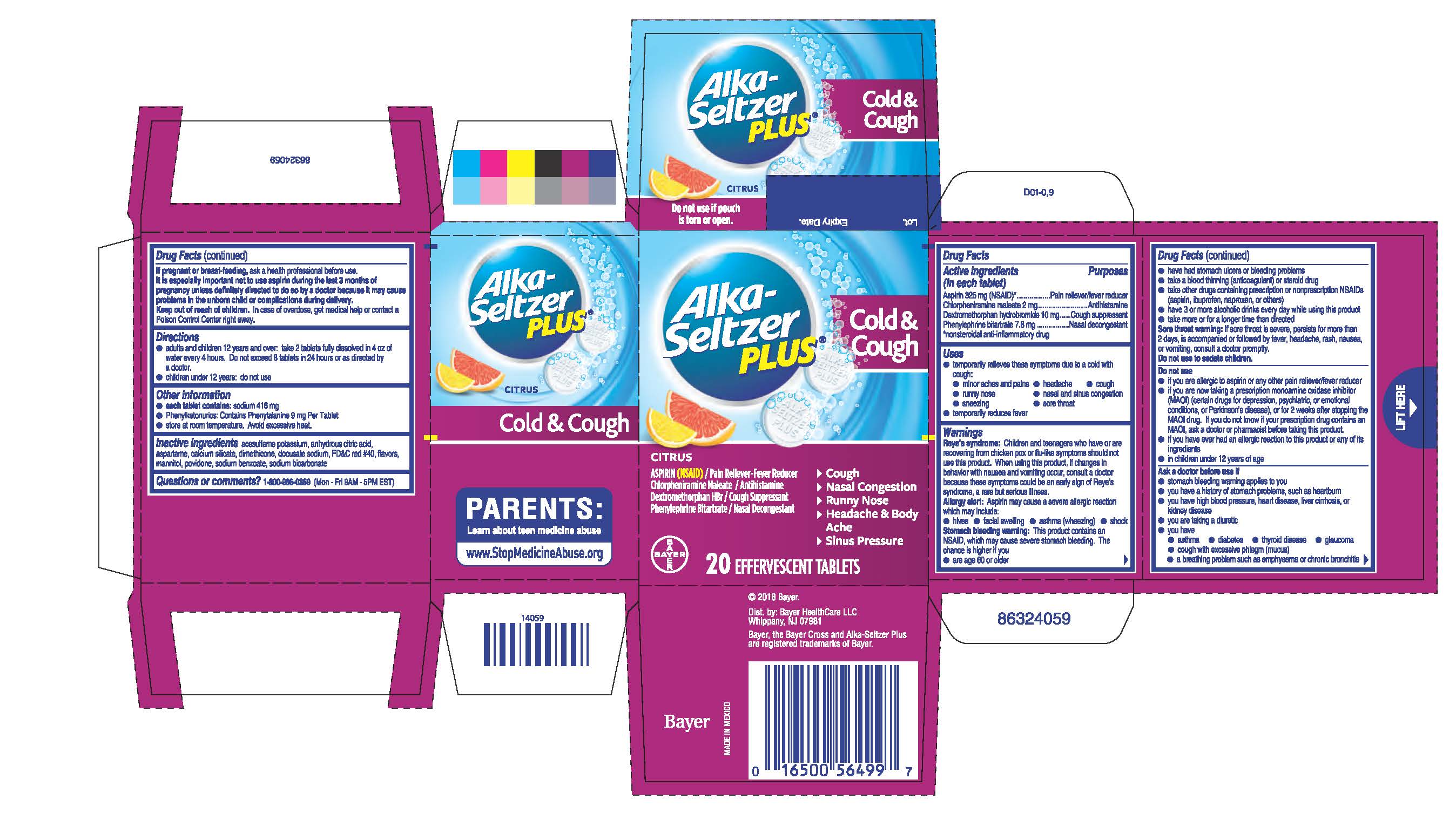 Pill image for Alka-seltzer Plus® Cold & Cough Effervescent Tablets