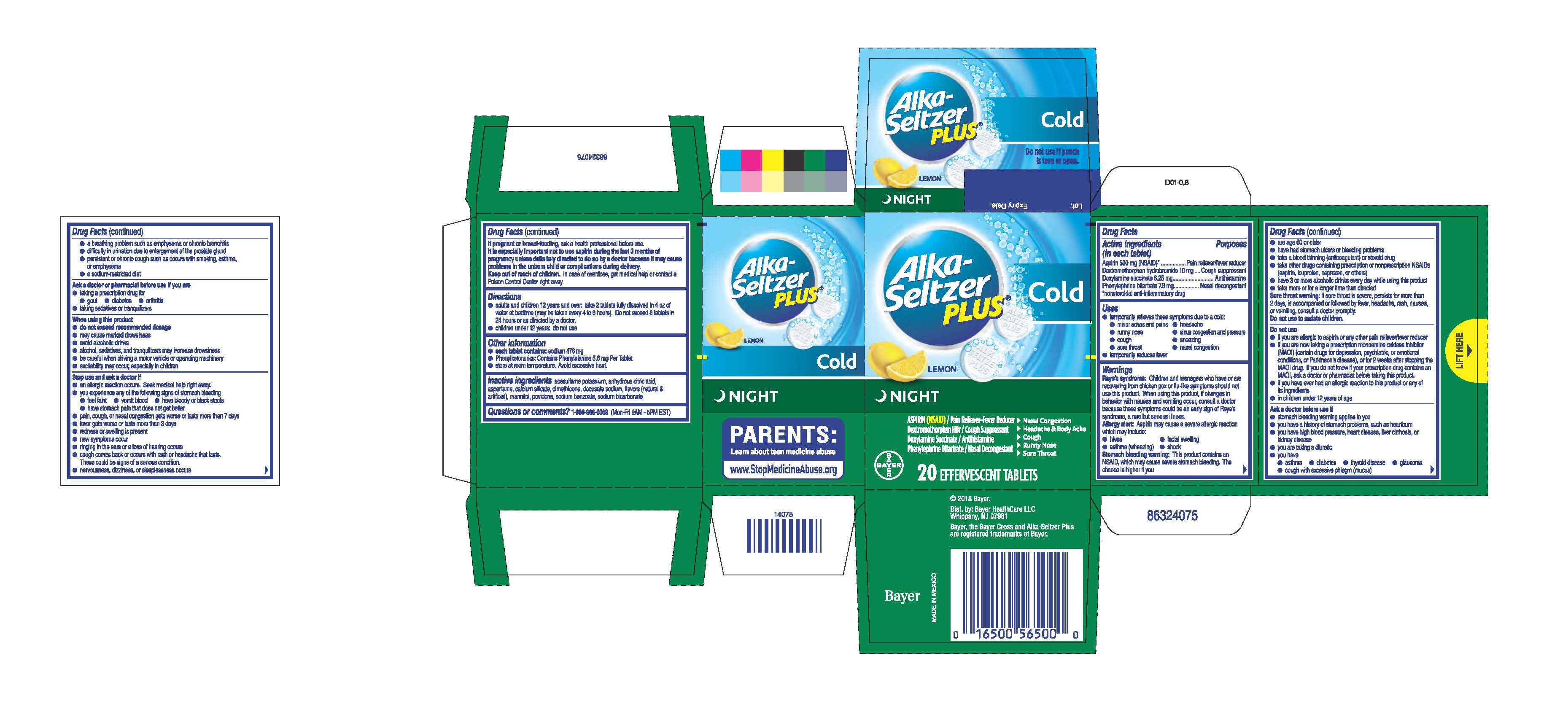 Pill image for Alka-seltzer Plus® Cold Night Effervescent Tablets