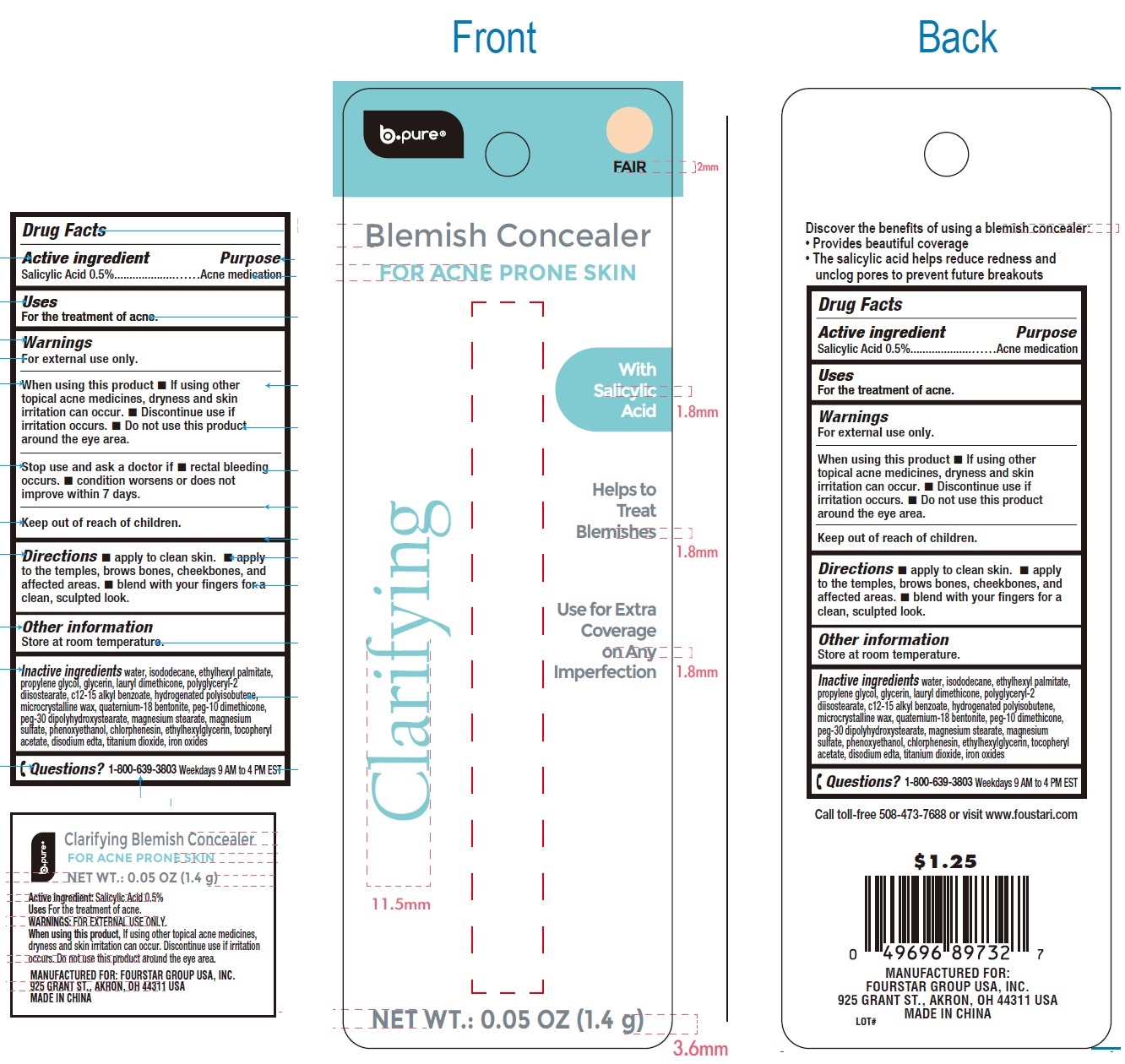 Pill image for B.pure Blemish Concealer For Acne Prone Skin, Fair