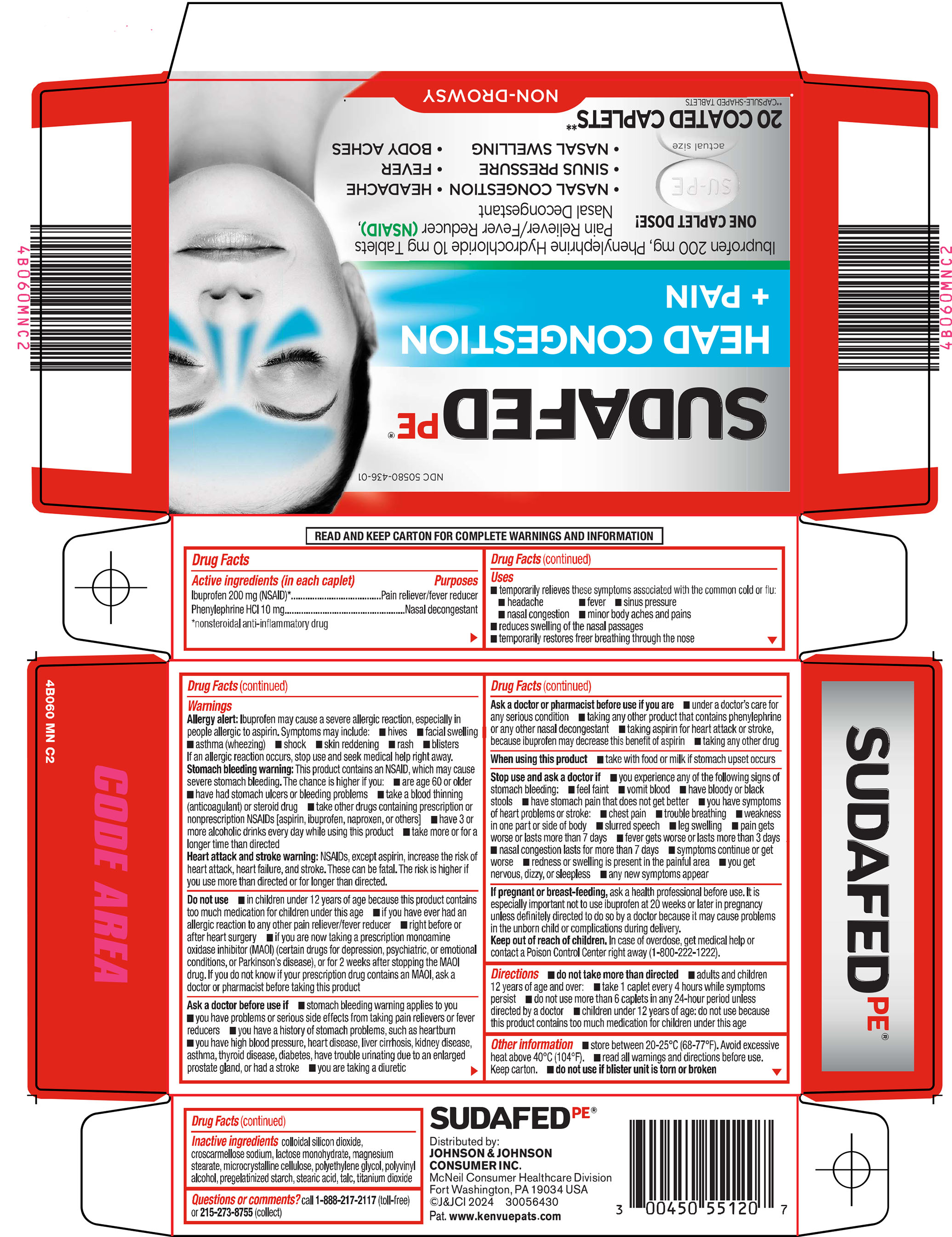 Pill image for sudafed pe head congestion + pain