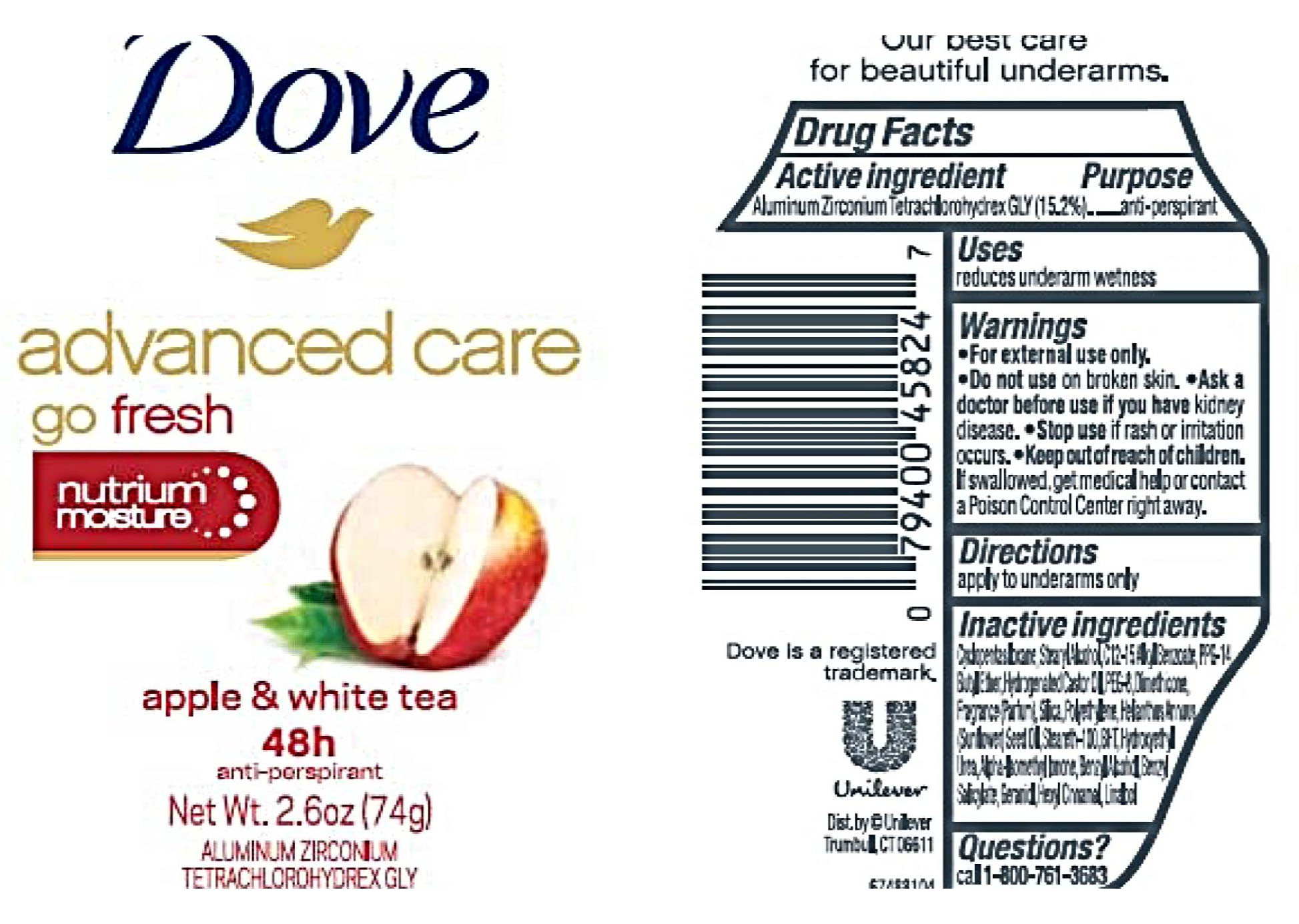 Pill image for Dove Advanced Care Go Fresh Apple & White Tea 48h Antiperspirant