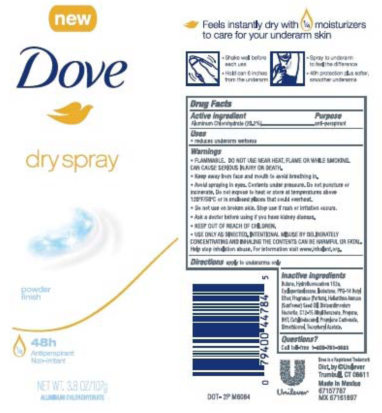 Pill image for Dove Powder Finish Dry Spray 48h Antiperspirant