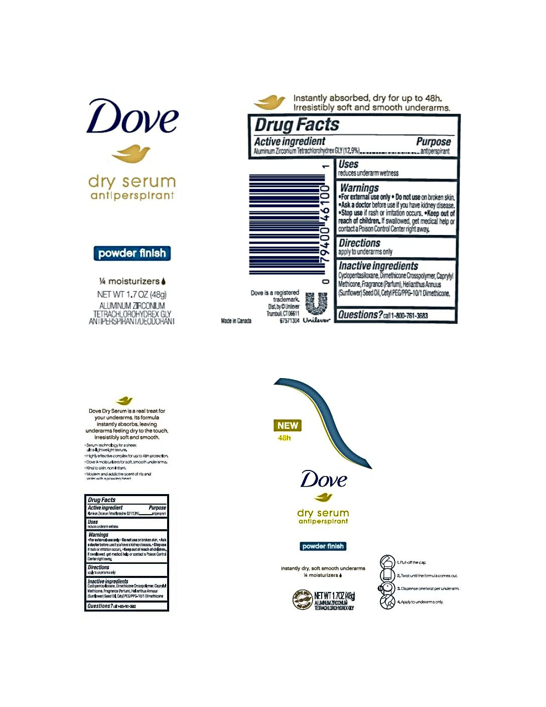 Pill image for Dove Powder Finish Dry Serum Antiperspirant