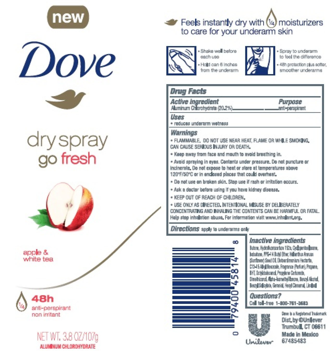 Pill image for Dove Go Fresh Apple & White Tea Dry Spray 48h Antiperspirant
