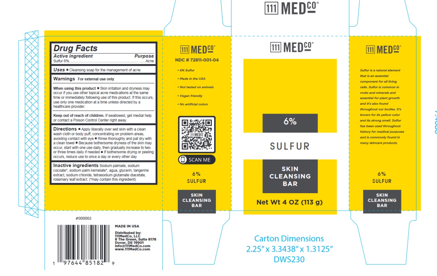 Pill image for 111medco 6% Sulfur Skin Cleansing Bar