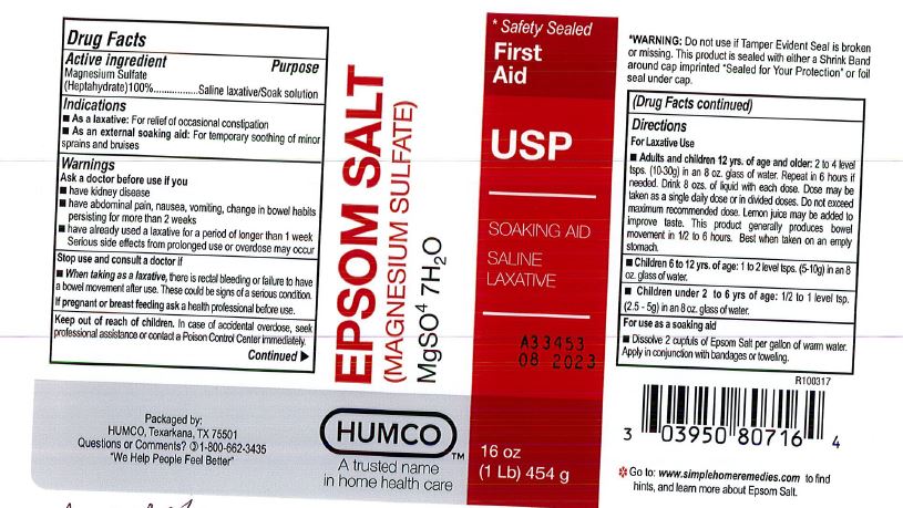 Pill image for Humco Epsom Salt Usp