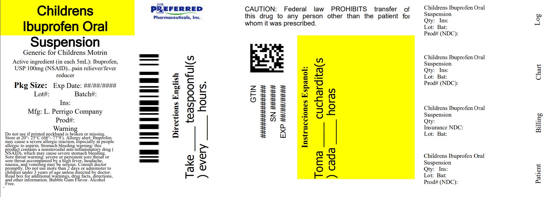 Pill image for Perrigo Children’s Ibuprofen Oral Suspension Drug Facts