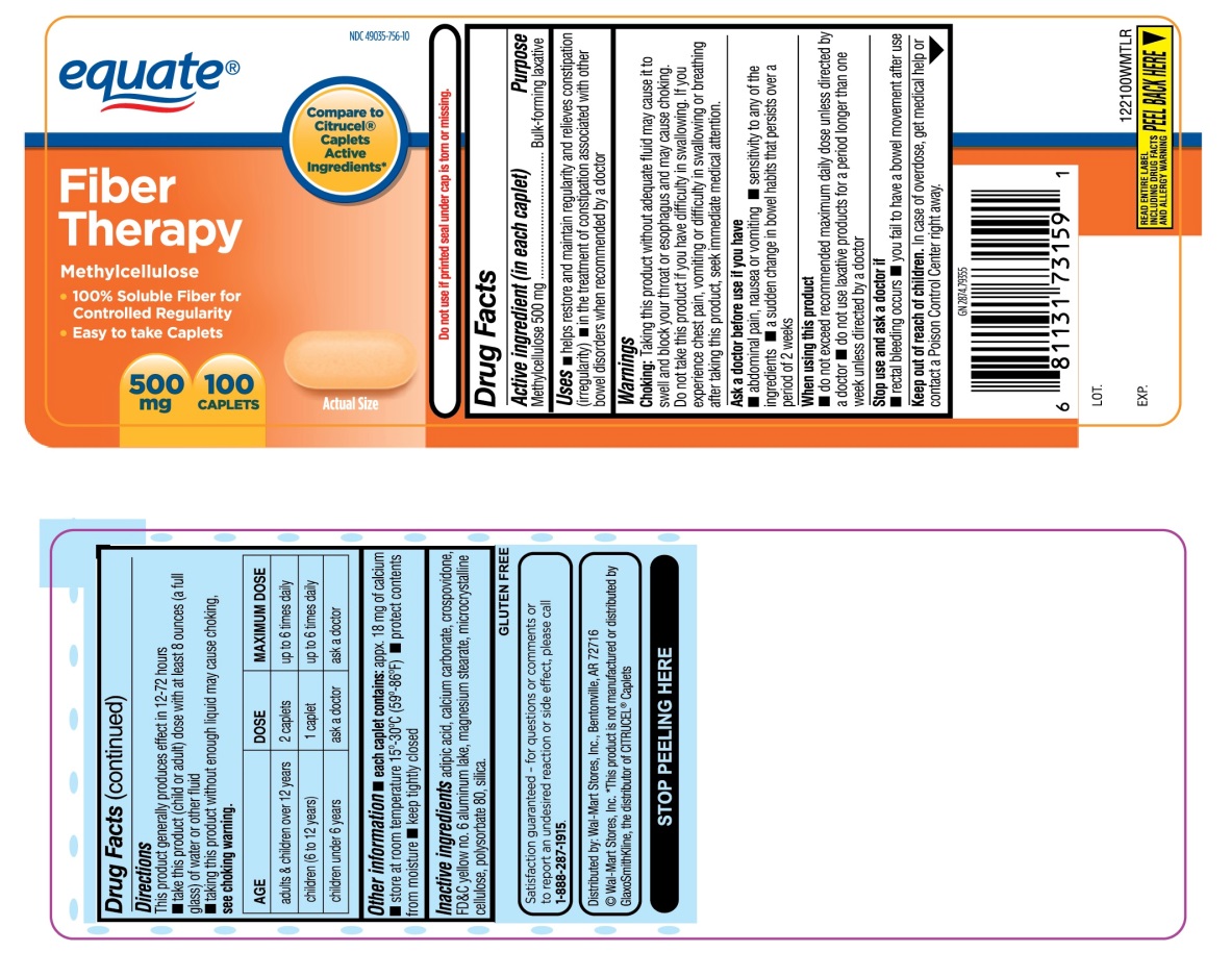 Pill image for Equate® Fiber Therapy Methylcellulose 500 Mg 100 Caplets
