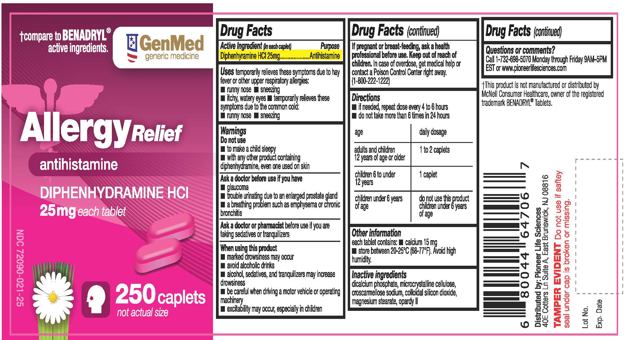 Pill image for Diphenhydramine Hcl 25 Mg