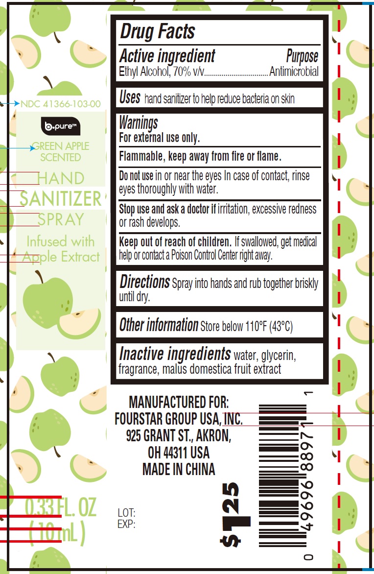 Pill image for B.pure Hand Sanitizer Spray, Green Apple Scented