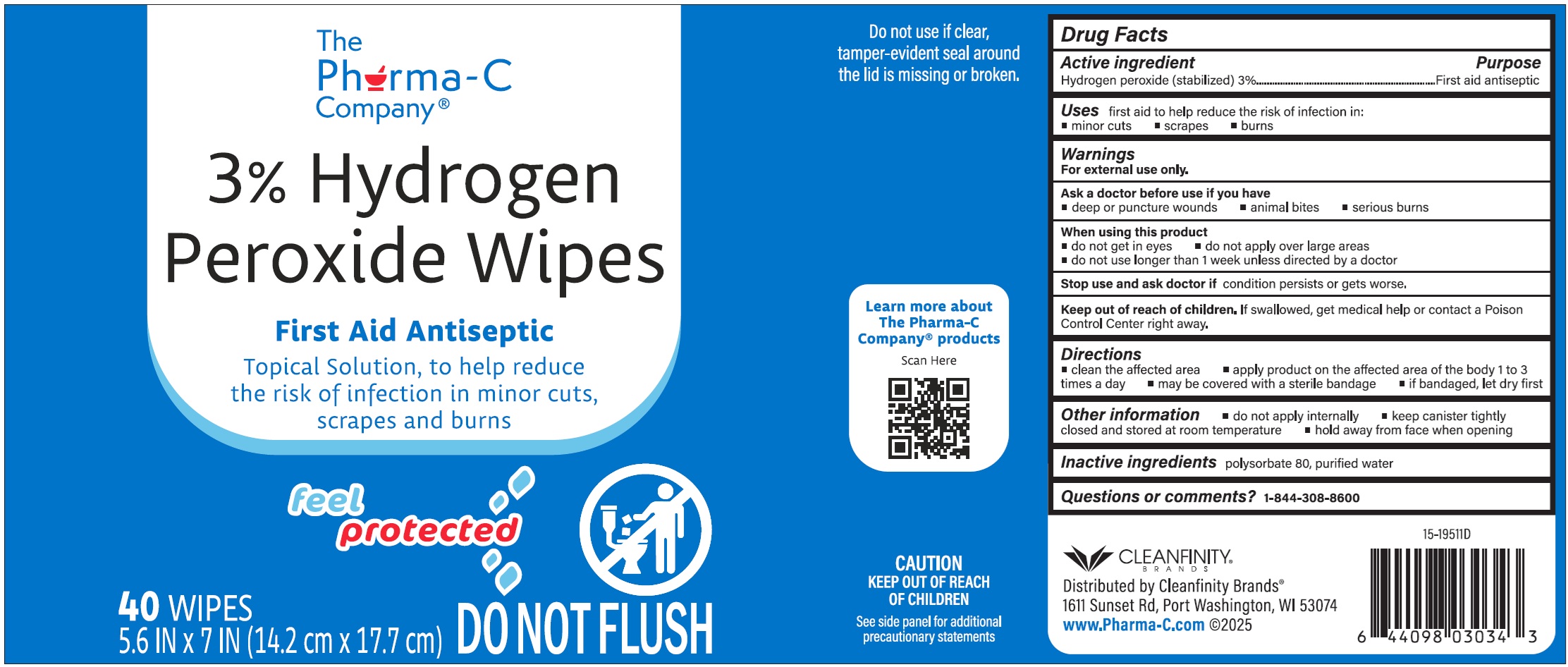 Pill image for The Pharma-c Company 3% Hydrogen Peroxide Wipes