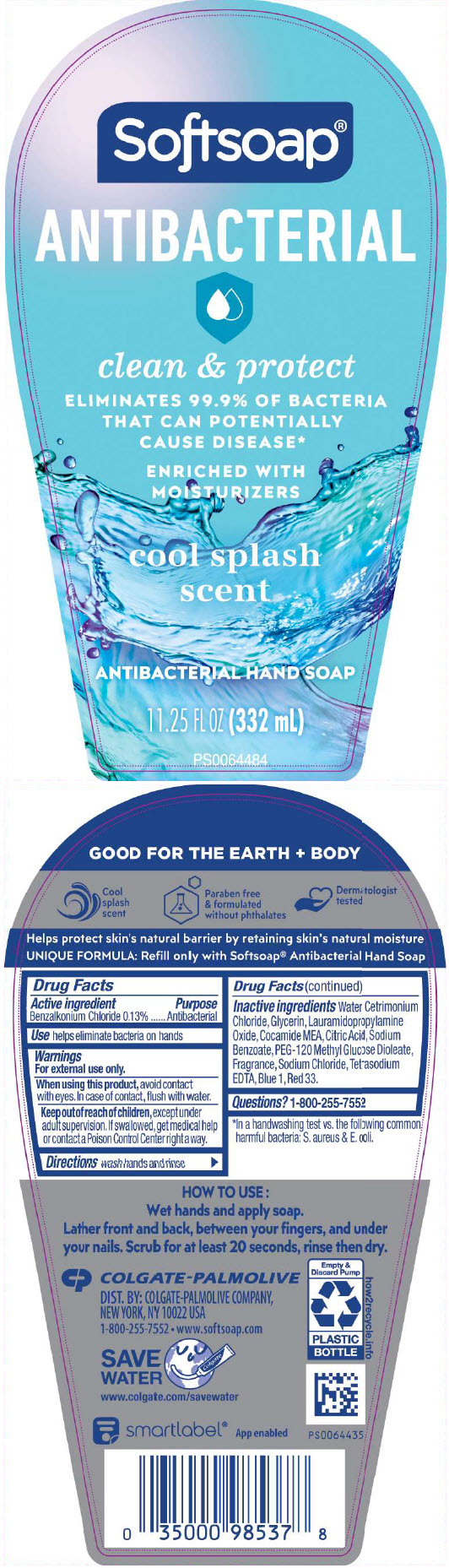 Pill image for softsoap antibacterial clean & protect cool splash