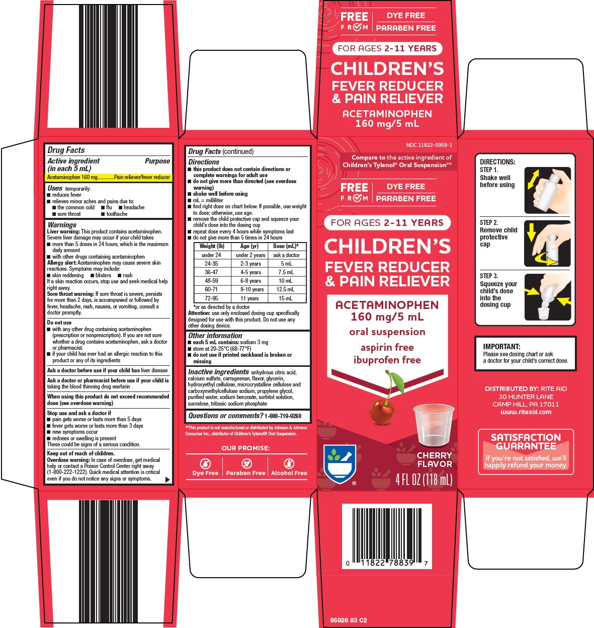 Pill image for Rite Aid Corporation Children’s Fever Reducer & Pain Reliever Drug Facts