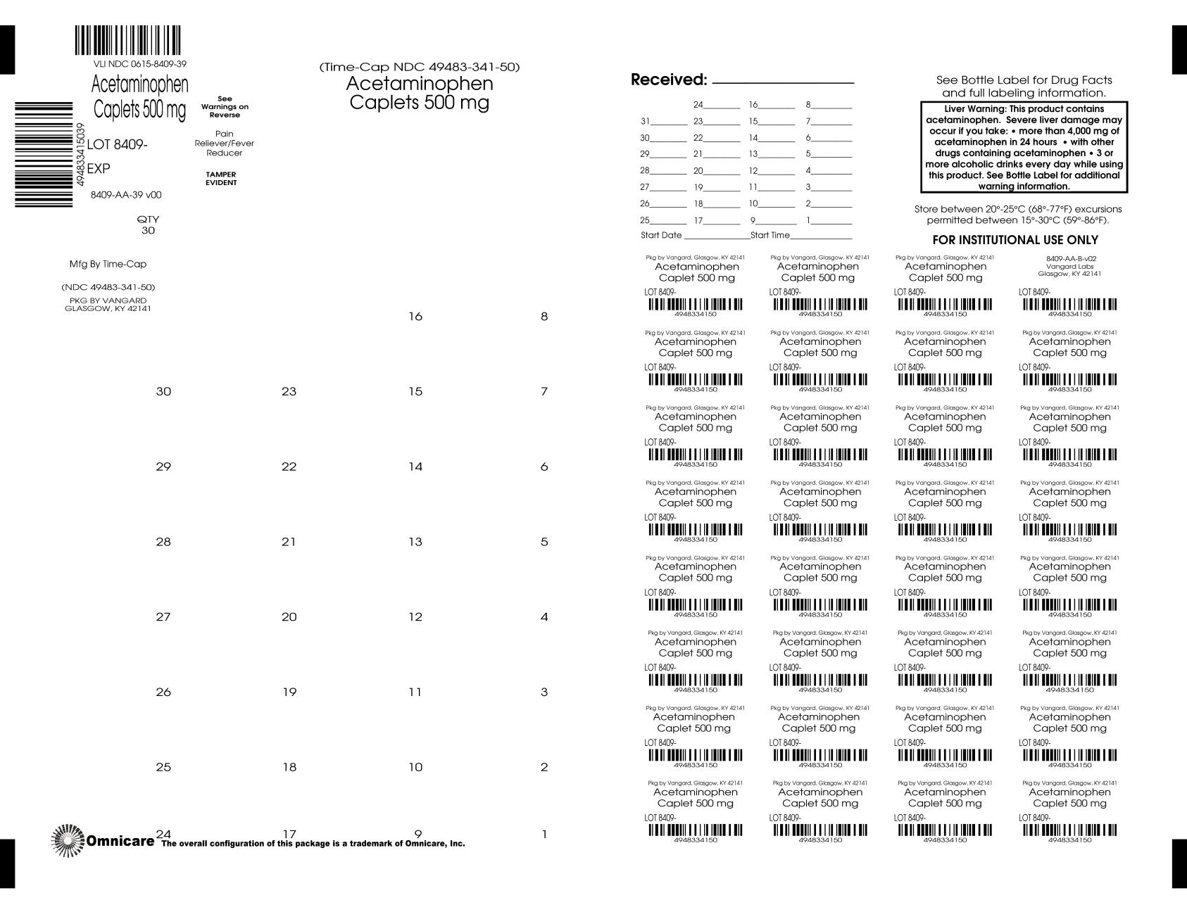 Pill image for Acetaminophen Caplets 8409