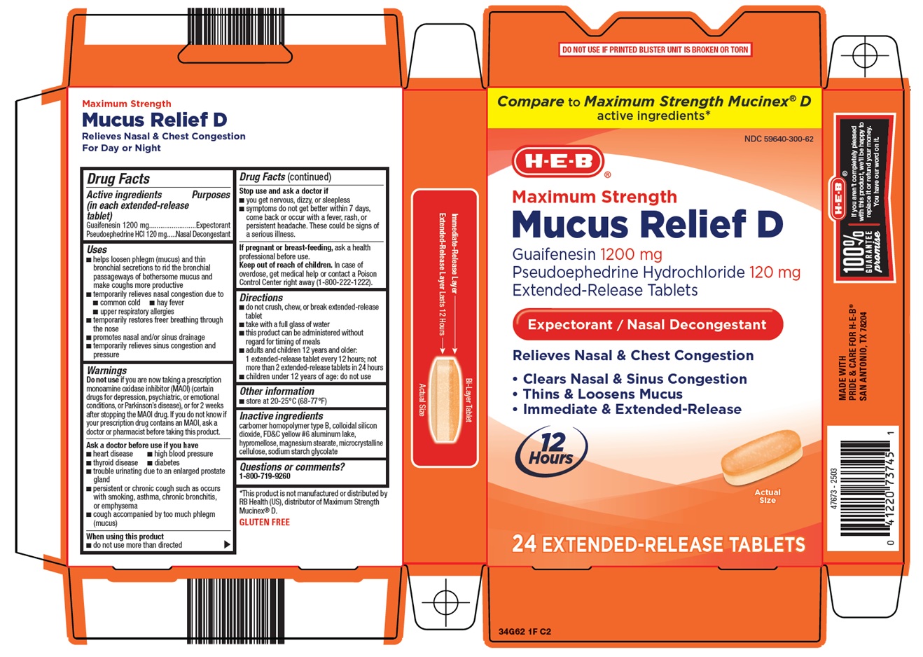 Pill image for Heb Mucus Relief D Drug Facts