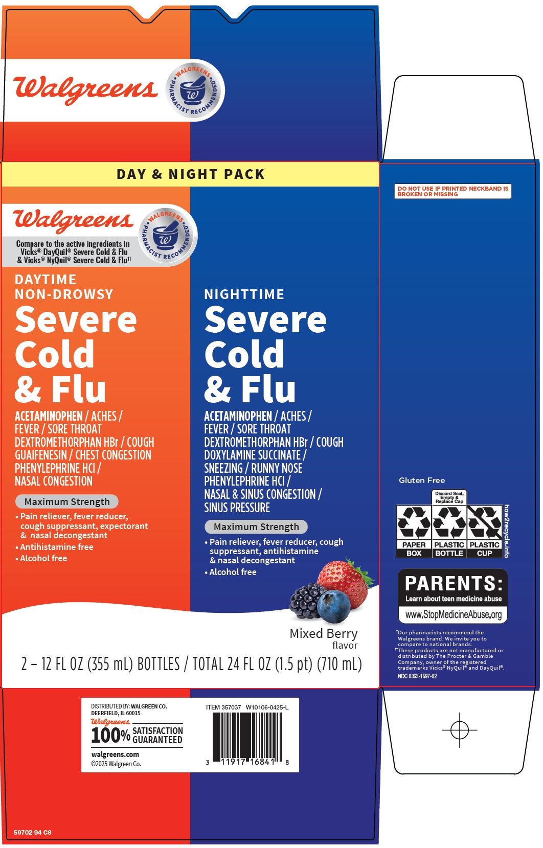 Pill image for Walgreen Co. Daytime / Nighttime Severe Cold & Flu Drug Facts