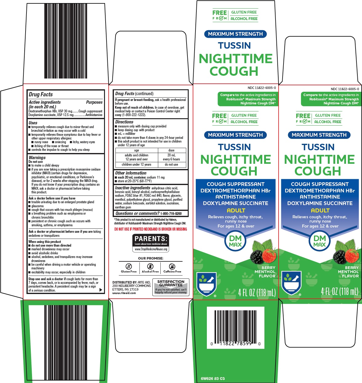 Pill image for Rite Aid Corporation Tussin Nighttime Cough Drug Facts