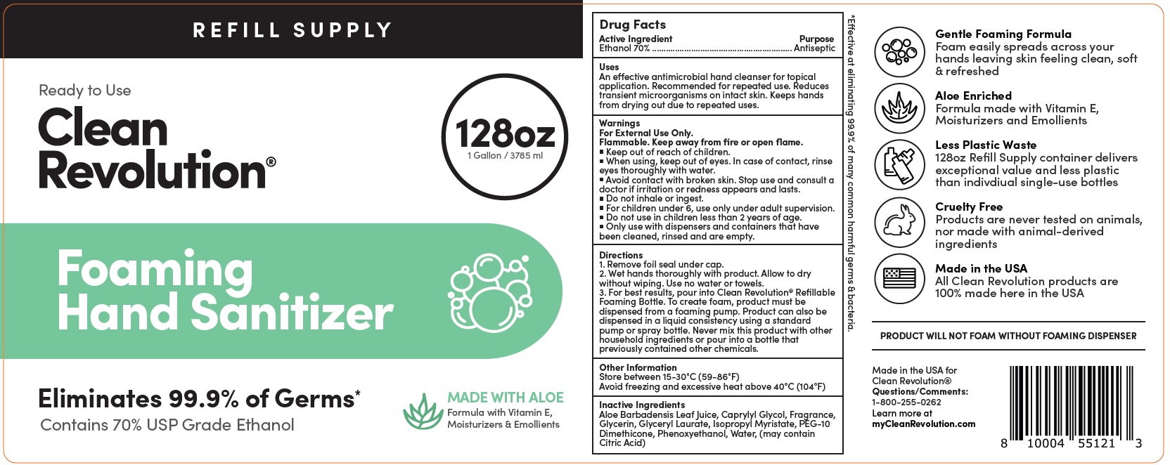 Pill image for Clean Revolution Foaming Hand Sanitizer Refill Supply Container | Gentle & Aloe Enriched | Eliminates 99.9% Germs | 70% Ethanol | Ready To Use