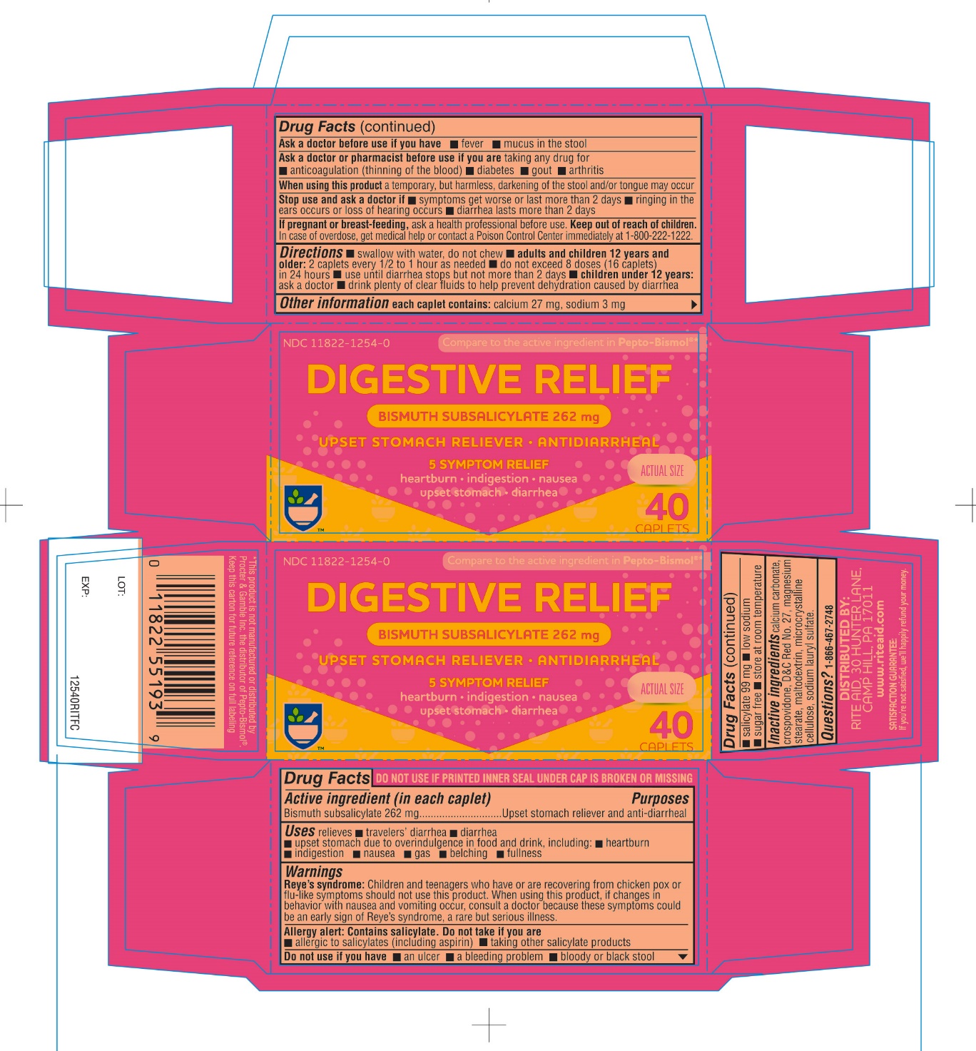 Pill image for Rite Aid Digestive Relief Bismuth Subsalicylate 262 Mg