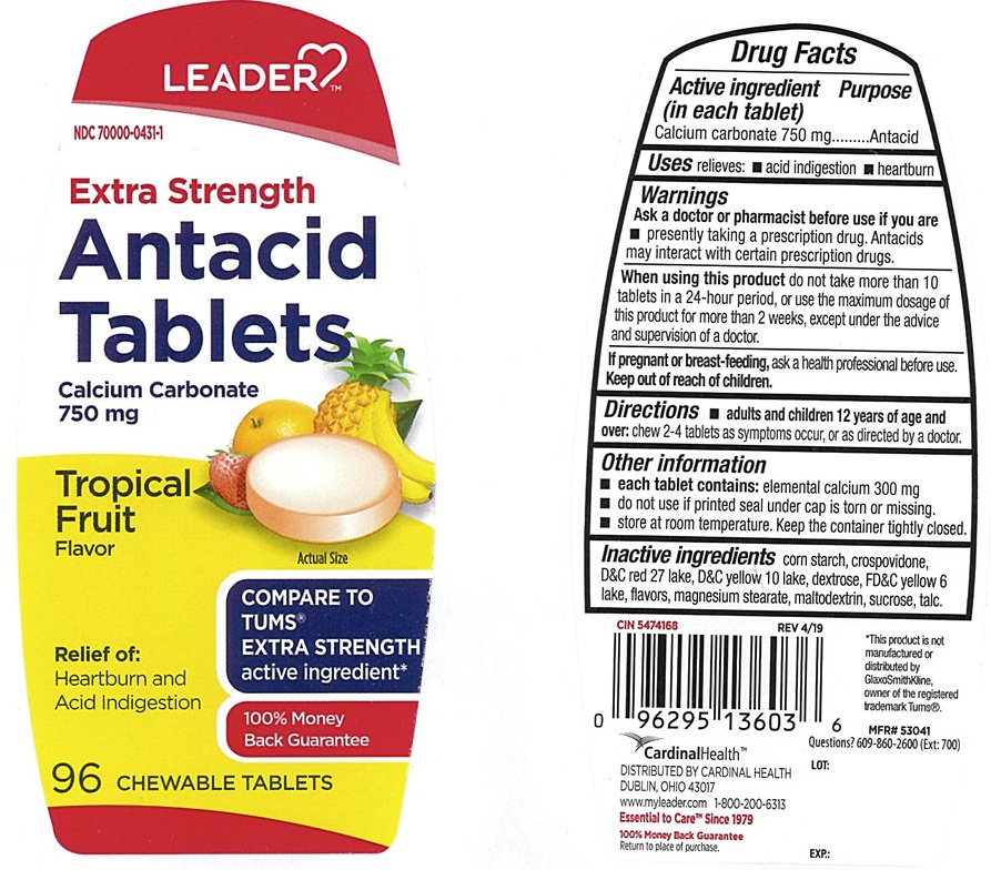 Pill image for Leader Extra Strength Antacid Tropical Fruit Chewable Tablets