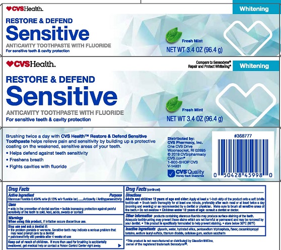 Pill image for 5820007 Cvs Restore & Defend Sensitive Whitening Toothpaste