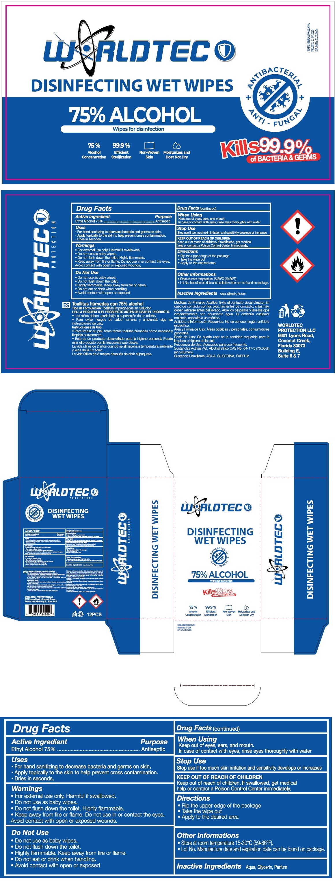 Pill image for Worldtec Disinfecting Wet Wipes 75% Alcohol