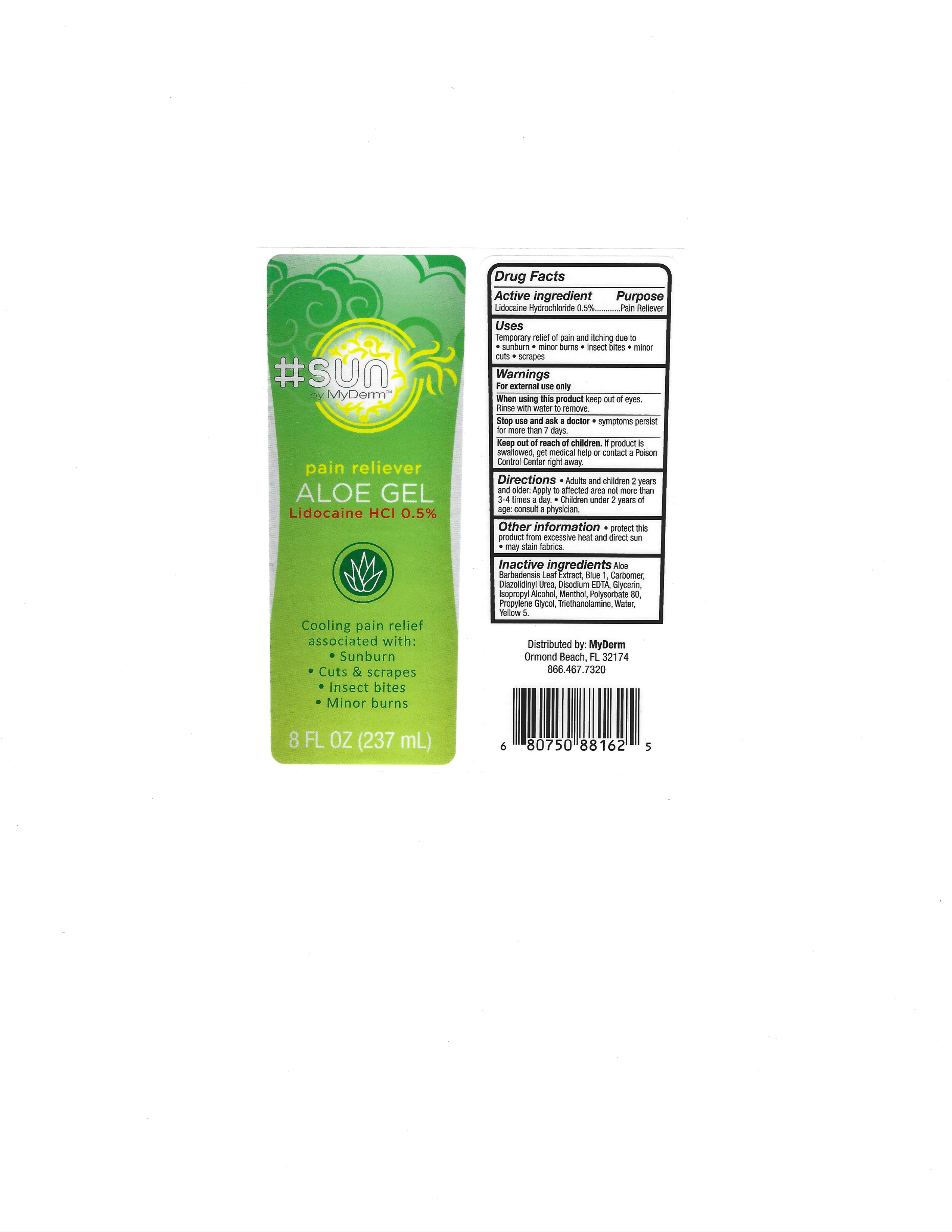 Pill image for Myderm Pain Reliever Aloe Gel Lidocaine Hci 0.5%